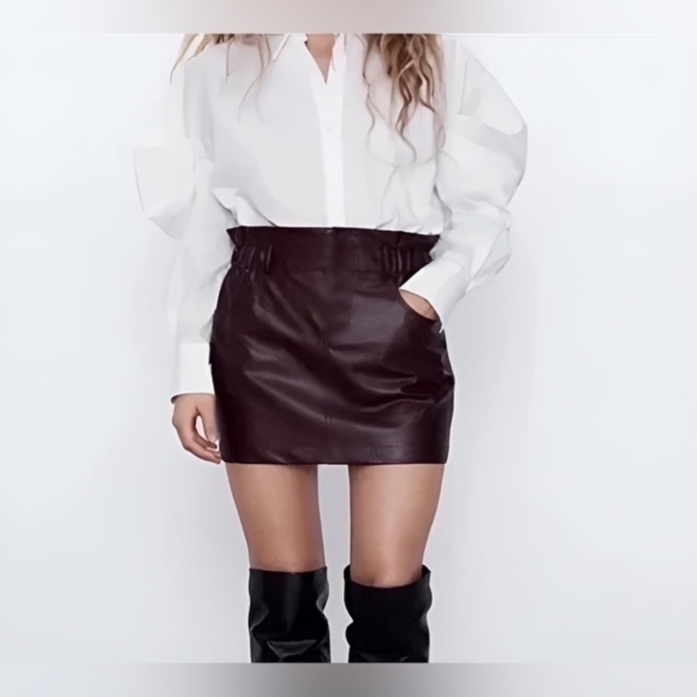 Zara Basic Faux Leather Skirt